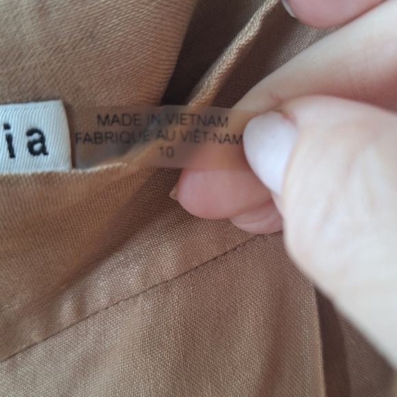 Alice+Olivia Womens Tan Linen Blend Wide Leg Trousers Size 10 - Picture 3 of 10